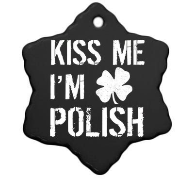 Kiss Me I'm Polish St. Patrick's Day Ceramic Star Ornament