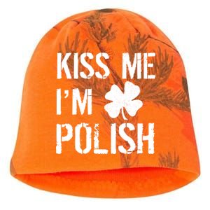 Kiss Me I'm Polish St. Patrick's Day Kati - Camo Knit Beanie