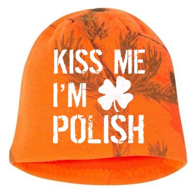 Kiss Me I'm Polish St. Patrick's Day Kati - Camo Knit Beanie