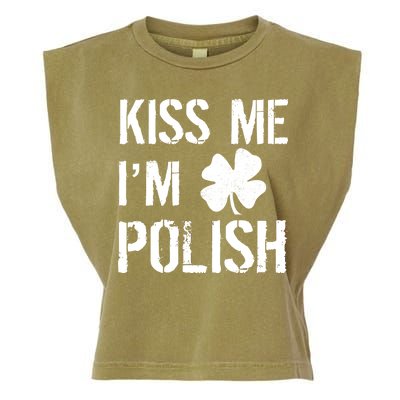 Kiss Me I'm Polish St. Patrick's Day Garment-Dyed Women's Muscle Tee