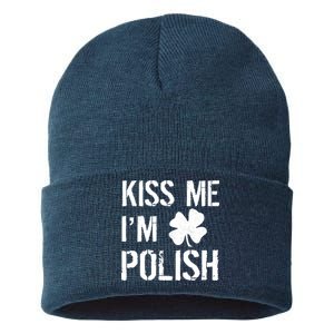 Kiss Me I'm Polish St. Patrick's Day Sustainable Knit Beanie