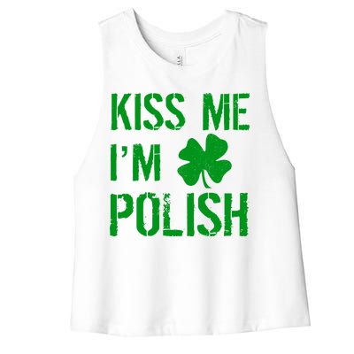 Kiss Me I'm Polish St. Patrick's Day Women's Racerback Cropped Tank