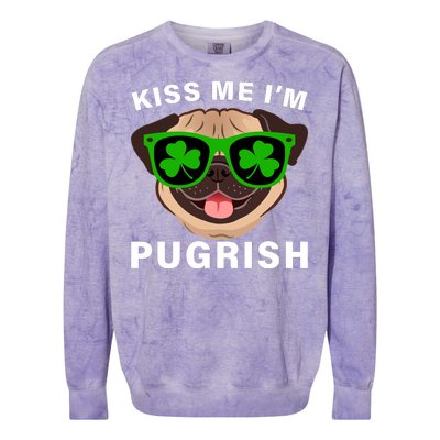 Kiss Me I'm Pugrish Funny Irish Colorblast Crewneck Sweatshirt