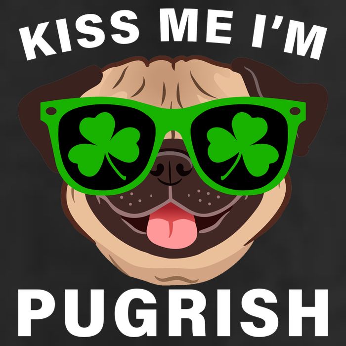 Kiss Me I'm Pugrish Funny Irish 7 Panel Mesh Trucker Snapback Hat