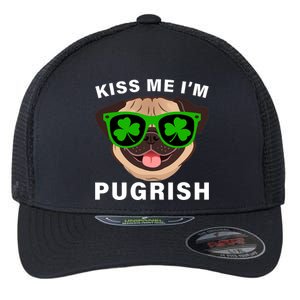 Kiss Me I'm Pugrish Funny Irish Flexfit Unipanel Trucker Cap