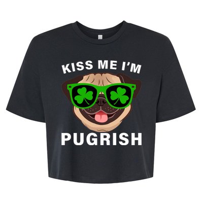 Kiss Me I'm Pugrish Funny Irish Bella+Canvas Jersey Crop Tee