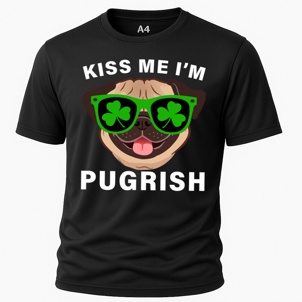 Kiss Me I'm Pugrish Funny Irish Cooling Performance Crew T-Shirt