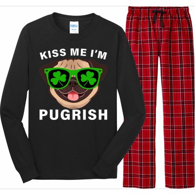 Kiss Me I'm Pugrish Funny Irish Long Sleeve Pajama Set