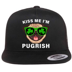 Kiss Me I'm Pugrish Funny Irish Flat Bill Trucker Hat