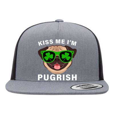 Kiss Me I'm Pugrish Funny Irish Flat Bill Trucker Hat