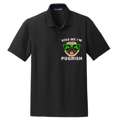 Kiss Me I'm Pugrish Funny Irish Dry Zone Grid Polo