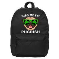 Kiss Me I'm Pugrish Funny Irish 16 in Basic Backpack