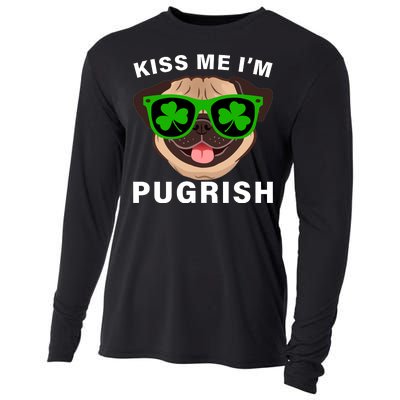 Kiss Me I'm Pugrish Funny Irish Cooling Performance Long Sleeve Crew