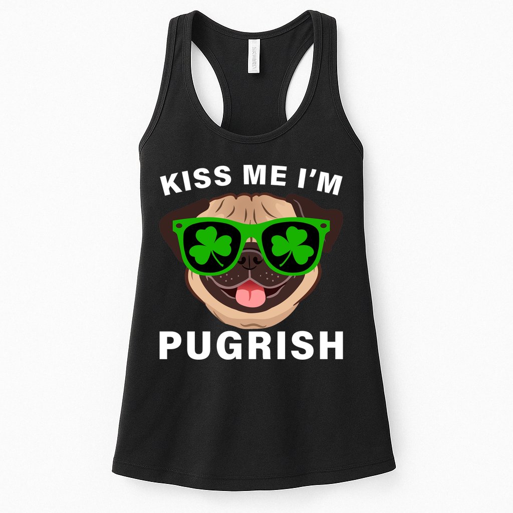 Kiss Me I'm Pugrish Funny Irish Womens Tank Top