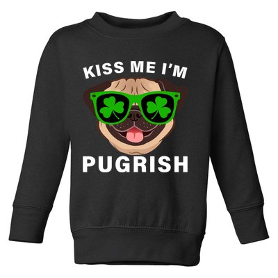 Kiss Me I'm Pugrish Funny Irish Toddler Sweatshirt