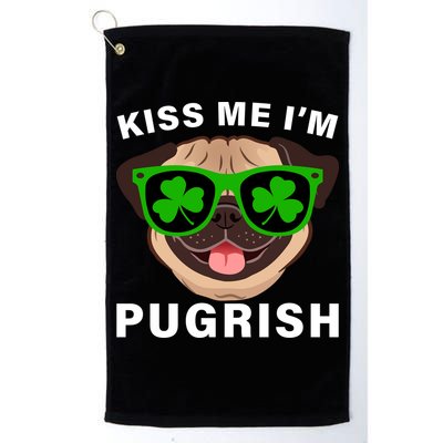 Kiss Me I'm Pugrish Funny Irish Golf Towel