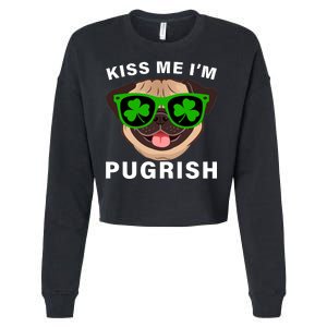 Kiss Me I'm Pugrish Funny Irish Cropped Pullover Crew