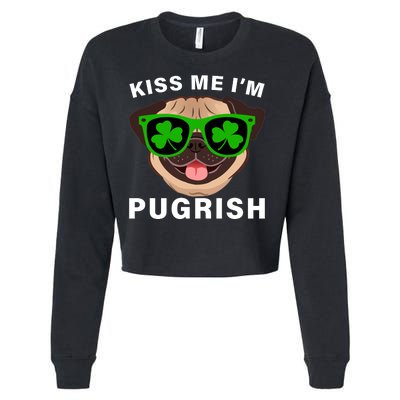 Kiss Me I'm Pugrish Funny Irish Cropped Pullover Crew