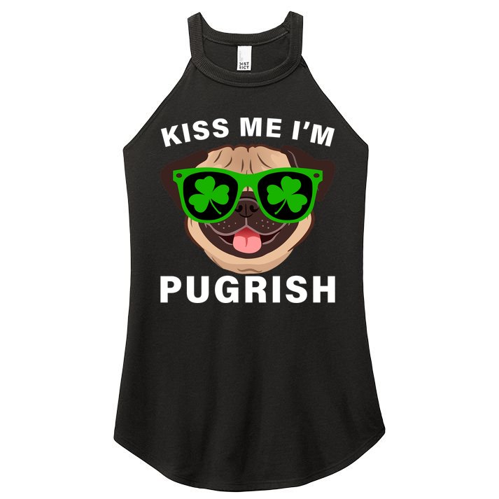 Kiss Me I'm Pugrish Funny Irish Women's Perfect Tri Rocker Tank