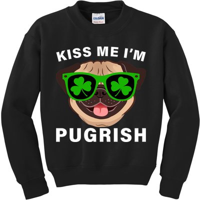 Kiss Me I'm Pugrish Funny Irish Kids Sweatshirt