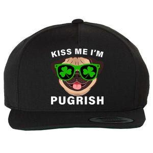 Kiss Me I'm Pugrish Funny Irish Wool Snapback Cap