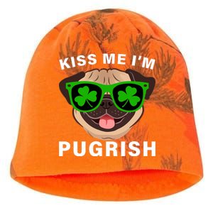 Kiss Me I'm Pugrish Funny Irish Kati - Camo Knit Beanie