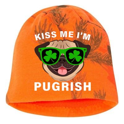 Kiss Me I'm Pugrish Funny Irish Kati - Camo Knit Beanie