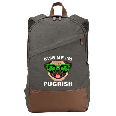 Kiss Me I'm Pugrish Funny Irish Cotton Canvas Backpack