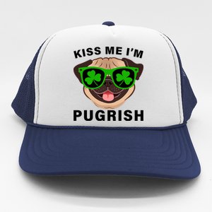 Kiss Me I'm Pugrish Funny Irish Trucker Hat