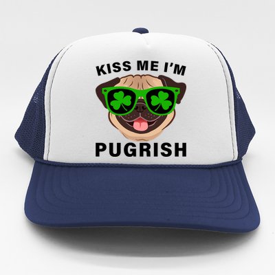 Kiss Me I'm Pugrish Funny Irish Trucker Hat