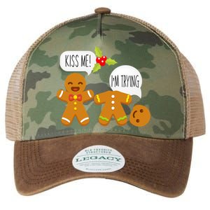 Kiss Me I'm Trying Funny Gingerbread Legacy Tie Dye Trucker Hat