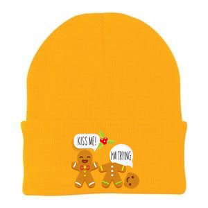 Kiss Me I'm Trying Funny Gingerbread Knit Cap Winter Beanie