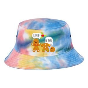 Kiss Me I'm Trying Funny Gingerbread Tie Dye Newport Bucket Hat