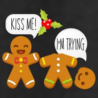 Kiss Me I'm Trying Funny Gingerbread 7 Panel Mesh Trucker Snapback Hat