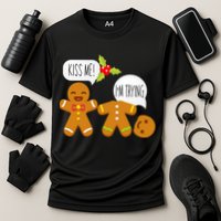 Kiss Me I'm Trying Funny Gingerbread Cooling Performance Crew T-Shirt