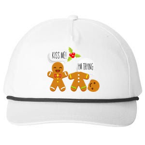 Kiss Me I'm Trying Funny Gingerbread Snapback Five-Panel Rope Hat