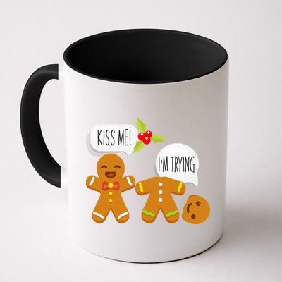 Kiss Me I'm Trying Funny Gingerbread Mug