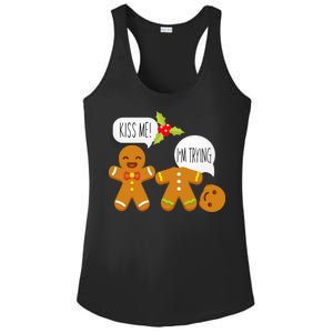 Kiss Me I'm Trying Funny Gingerbread Ladies PosiCharge Competitor Racerback Tank