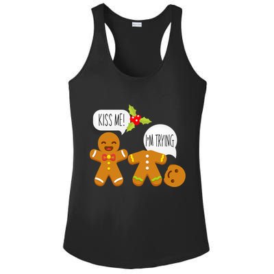 Kiss Me I'm Trying Funny Gingerbread Ladies PosiCharge Competitor Racerback Tank
