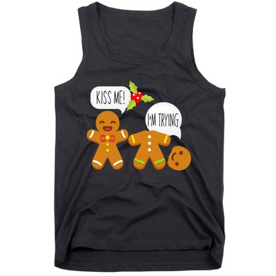 Kiss Me I'm Trying Funny Gingerbread Tank Top