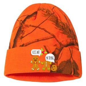 Kiss Me I'm Trying Funny Gingerbread Kati Licensed 12" Camo Beanie