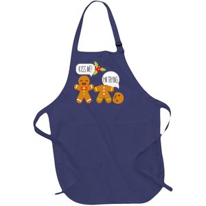 Kiss Me I'm Trying Funny Gingerbread Full-Length Apron With Pockets