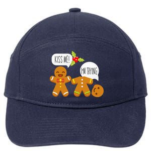 Kiss Me I'm Trying Funny Gingerbread 7-Panel Snapback Hat