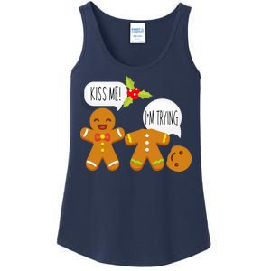 Kiss Me I'm Trying Funny Gingerbread Ladies Essential Tank