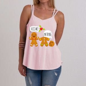 Kiss Me I'm Trying Funny Gingerbread Women's Strappy Tank