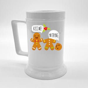 Kiss Me I'm Trying Funny Gingerbread Beer Stein