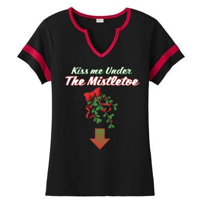 Kiss Me Under The Mistletoe Ladies Halftime Notch Neck Tee