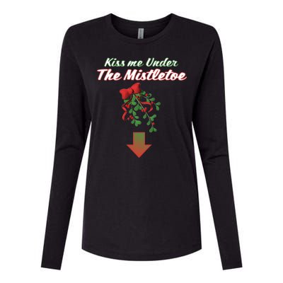 Kiss Me Under The Mistletoe Womens Cotton Relaxed Long Sleeve T-Shirt