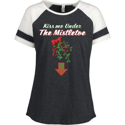 Kiss Me Under The Mistletoe Enza Ladies Jersey Colorblock Tee