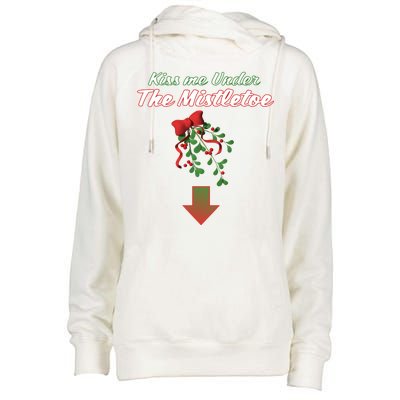 Kiss Me Under The Mistletoe Womens Funnel Neck Pullover Hood